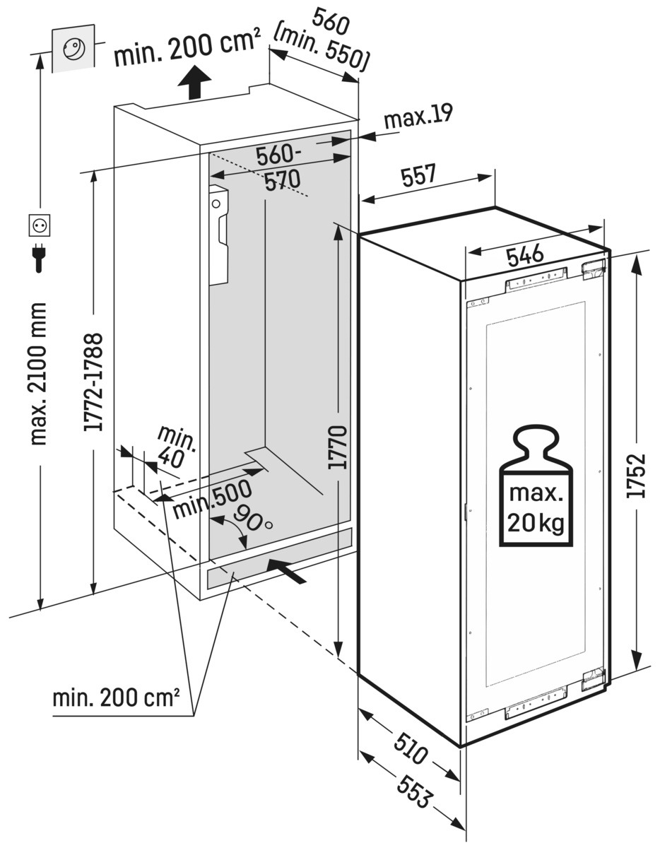 Built-in multi-temperature wine fridge EWTdf 3553 Vinidor