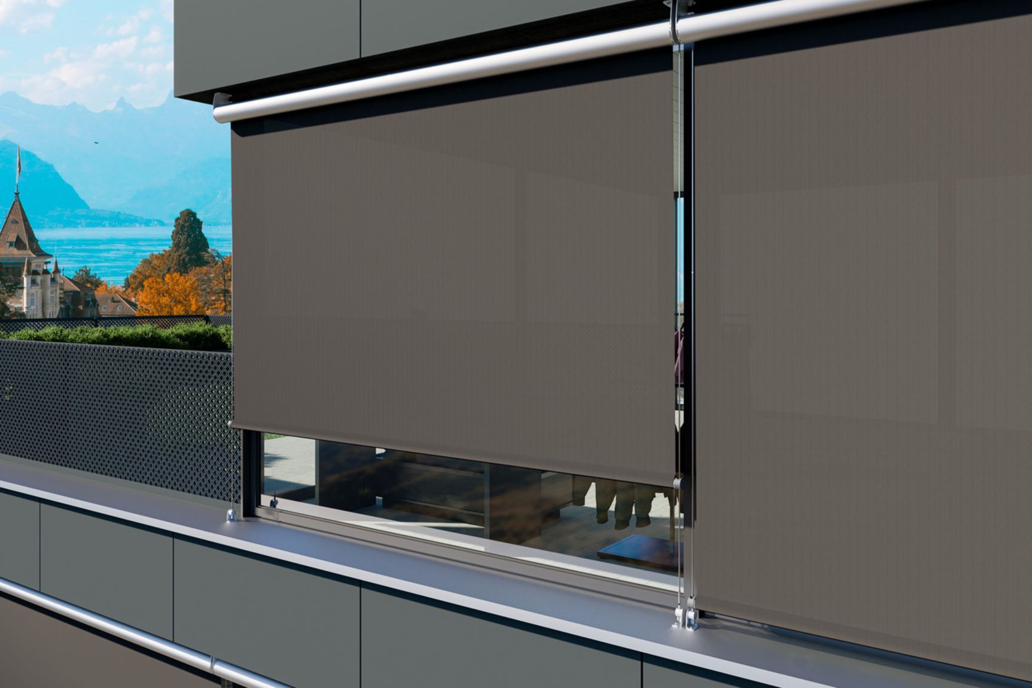 Roller blinds with cassette and side cables