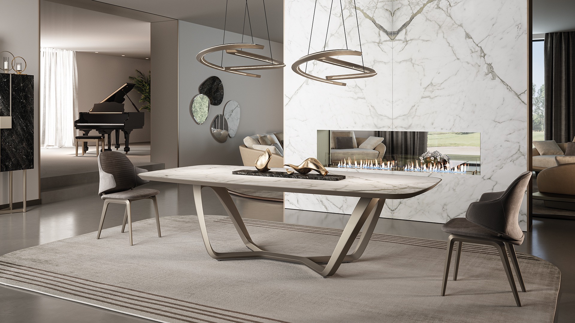 Segno 72 Bevel Vetromarmo Dining table