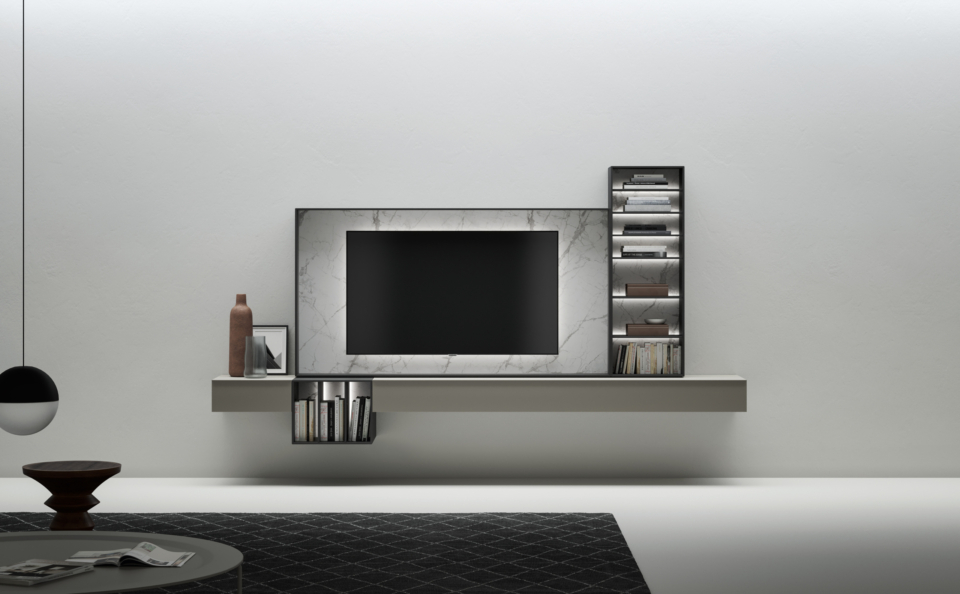 TV stand TV Frame in Kera Invisible White