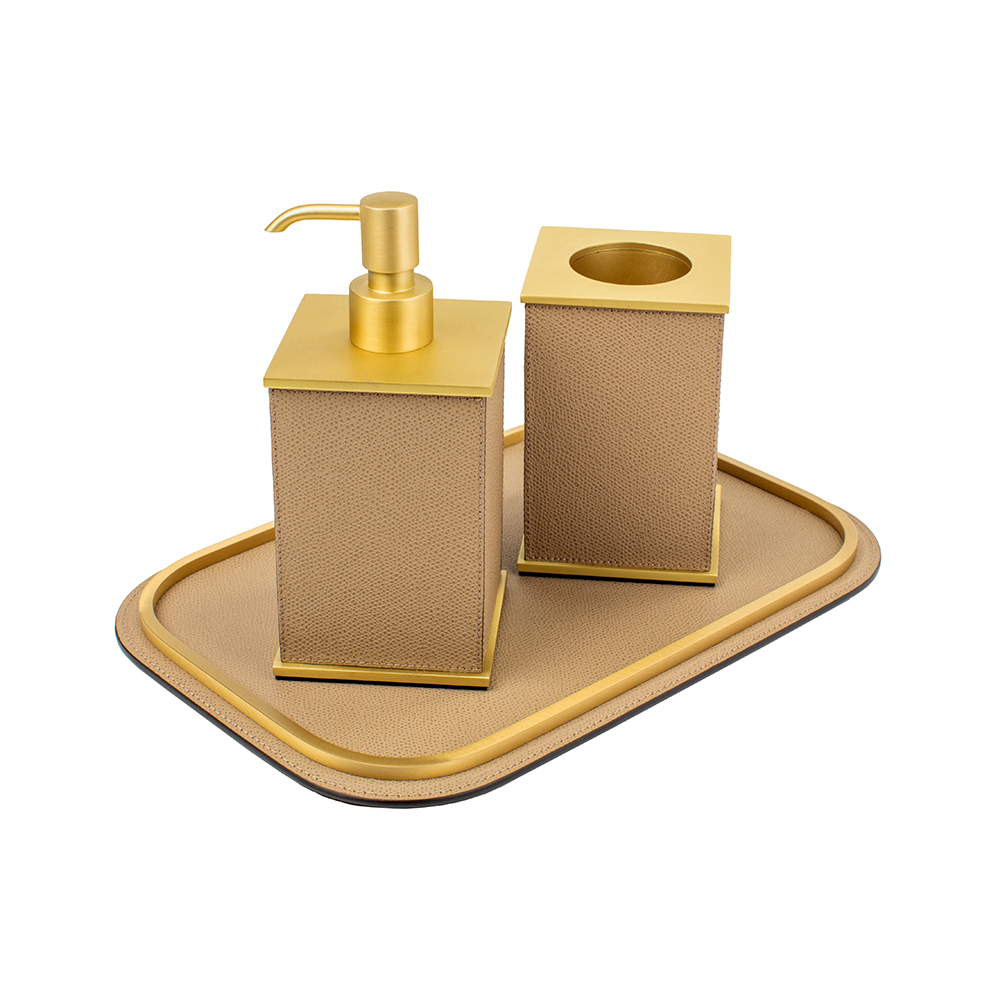 Bathroom set Firenze Brass Taupe, 4 items
