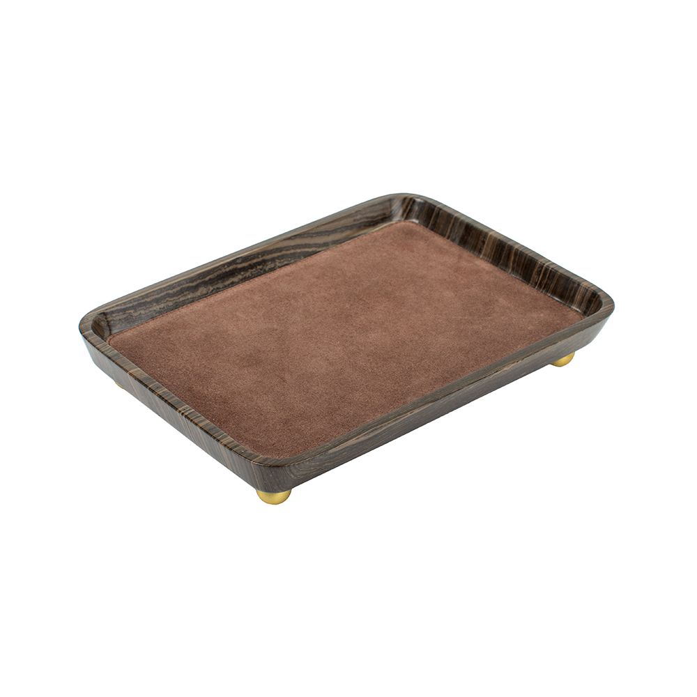 Tray MONZA BRASS CHOCOLATE SUEDE ERAMOSA BROWN 25 x 17.5 x 3.5 cm