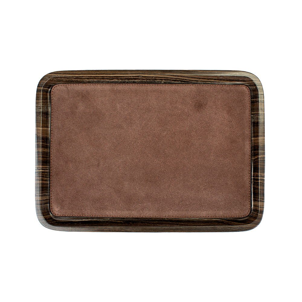 Tray MONZA BRASS CHOCOLATE SUEDE ERAMOSA BROWN 25 x 17.5 x 3.5 cm