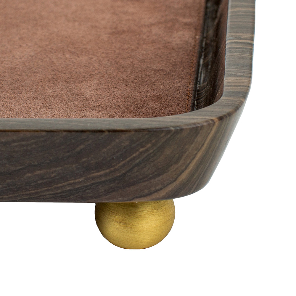 Tray MONZA BRASS CHOCOLATE SUEDE ERAMOSA BROWN 25 x 17.5 x 3.5 cm