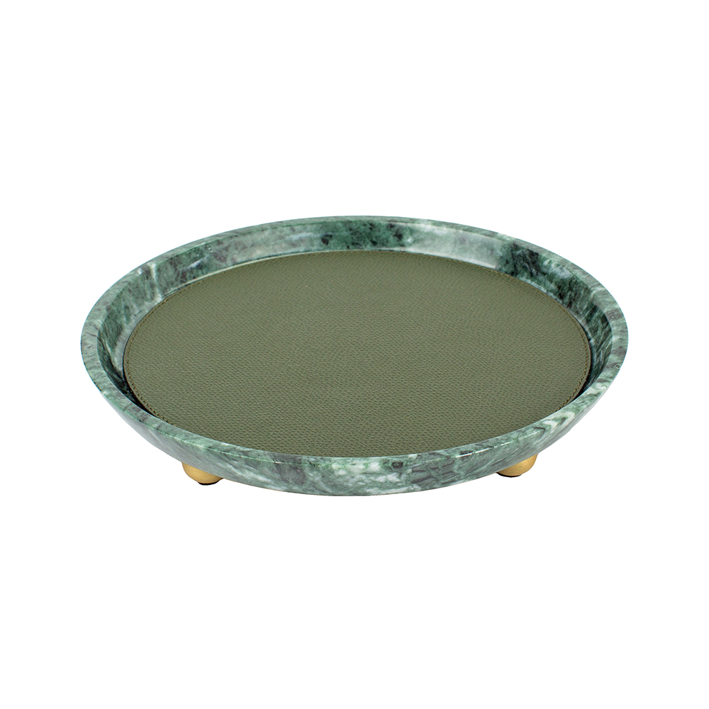 Tray / tray for small items MONZA BRASS LODEN GREEN GREEN GUATEMALA Ø20 x 3.5 cm