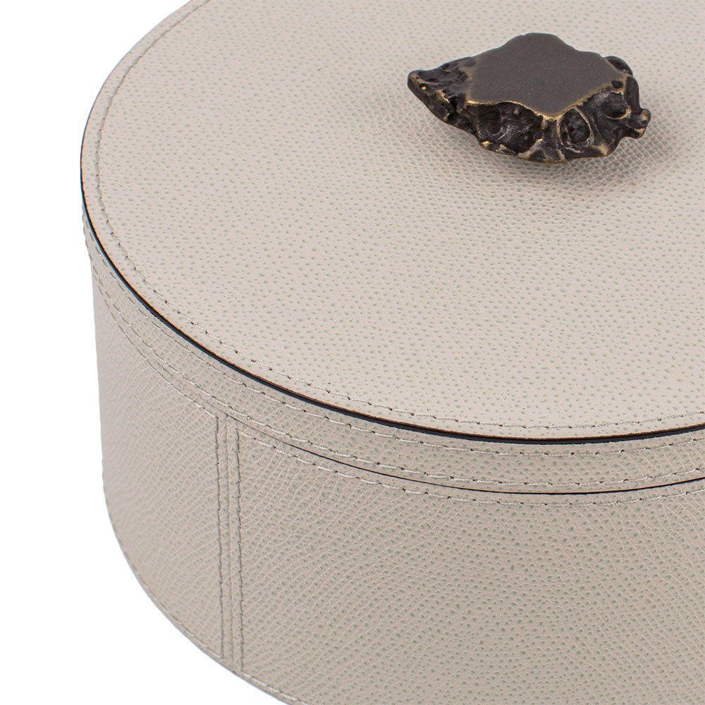 Box with lid AMBRETTA LIGHT GREY Ø18.5 x 11 cm