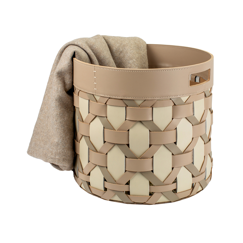 Laundry basket PALU LIGHT GREY CREAM MUD Ø36 x 40.5 cm