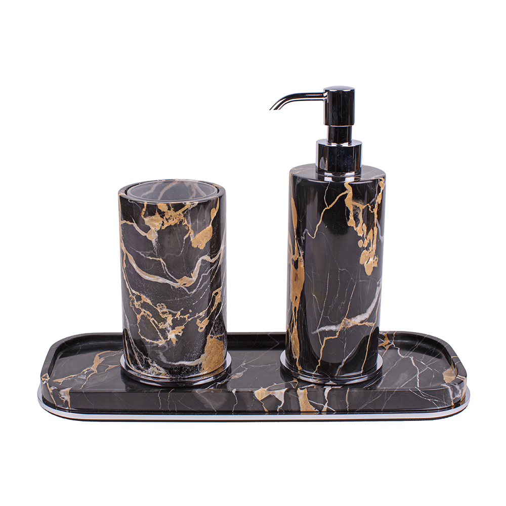 Bathroom set POSITANO BLACK PORTORO, 3 items
